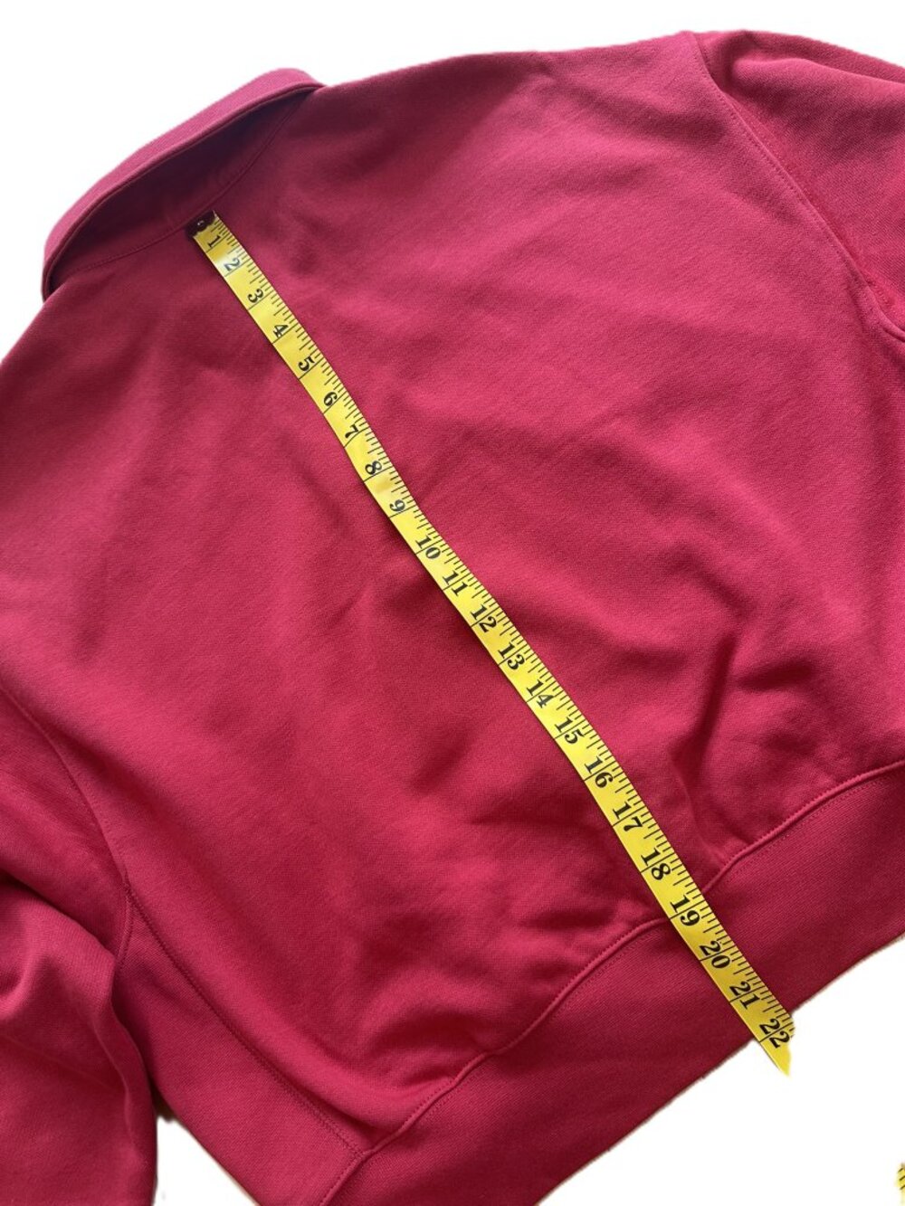Champion Sweatshirt Women Large Red 1/4 Snap Cropped Pullover Fleece w/ Collar - Picture 13 of 14